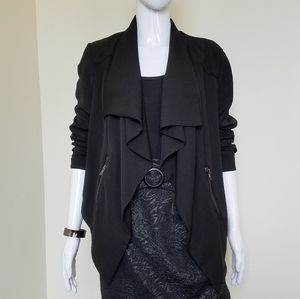 Fever Women's Cascade Collar Black Blazer Coat